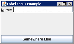 Using JLabel Mnemonics: Interconnect a specific JLabel and JTextField.