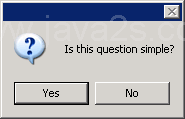 A message box with the question icon, Yes/No button, and a simple question