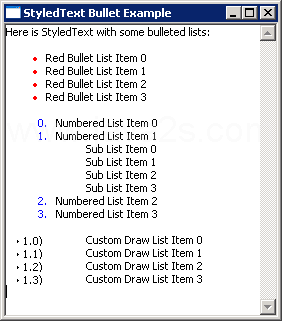StyledText符号列表