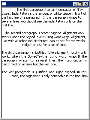 StyledText: use indent, alignment and justify