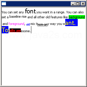 Use rise and font with StyleRange