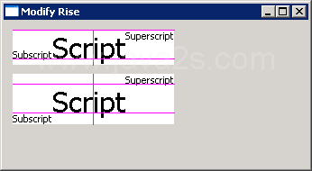 Subscript and superscript: using the rise field of a TextStyle