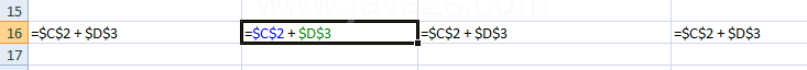 The formula is the same, but it uses the new cells in its calculation.