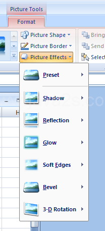 Click the picture. Click the Format tab under Picture Tools. Click the Picture Effects button