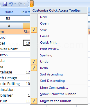 Add or remove a common button in Quick Access Toolbar