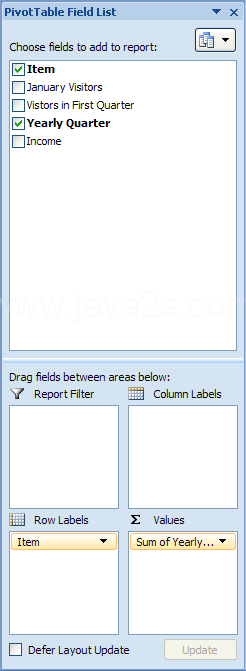 Report Filter to filter the entire report based on the selected item in the report filter.