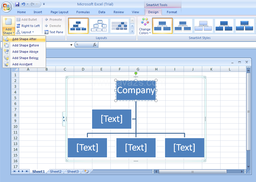 Add a Shape to an Organization Chart