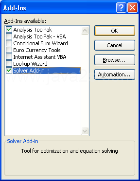 Select the cell range the solver uses to compare against the target cell.