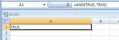 Input the formula: =AND(TRUE, TRUE)