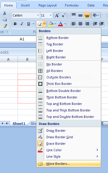 Apply a Border Using the Format Cells Dialog Box