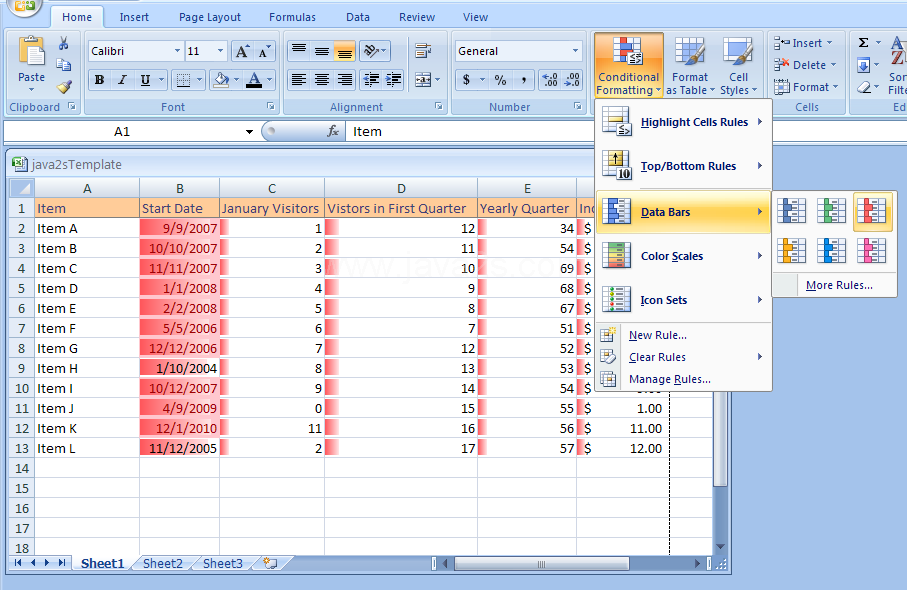 Applying Specialized Conditional Formatting Using Data Bars