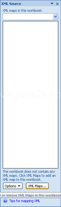 In the task pane, click XML Maps. Click Add.