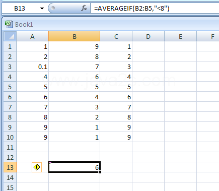 =AVERAGEIF gets the average of all values less than 23