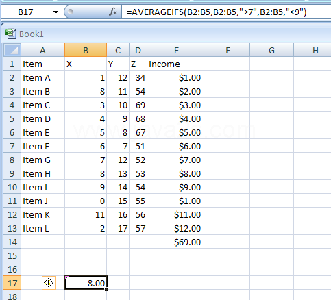 AVERAGEIFS(average_range,criteria_range1,criteria1,criteria_range2,criteria2...) returns the average (arithmetic mean) of all cells that meet multiple criteria.