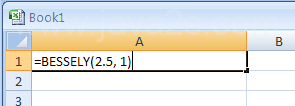 Input the formula: =BESSELY(2.5, 1)