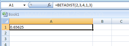 BETADIST(Value_between_A_and_B, Parameter_of_the_distribution, Parameter_of_the_distribution, Optional_lower_bound, Optional_upper_bound) returns the beta cumulative distribution function