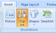 Click the Insert tab. Click the Clip Art button. Click Organize Clips.