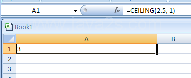 Input the formula: =CEILING(2.5, 1)