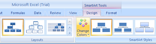 Click the SmartArt graphic. Click the Design tab under SmartArt Tools. Click the Change Colors button