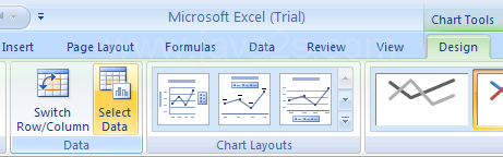 Click the chart. Click the Design tab under Chart Tools and then click the Select Data button.