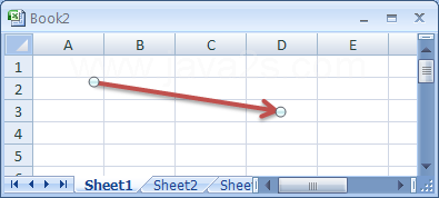 Drag a sizing handle to change the size or angle of the line or arrow.