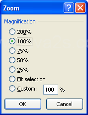 To zoom level, click to display the Zoom dialog box.