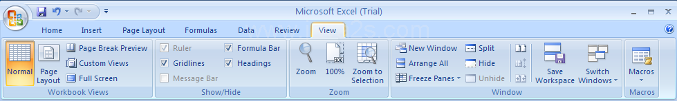 Click the View tab. Click Zoom to display the Zoom dialog box