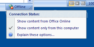 Show content from Office Online to get help from this computer and the internet (online).