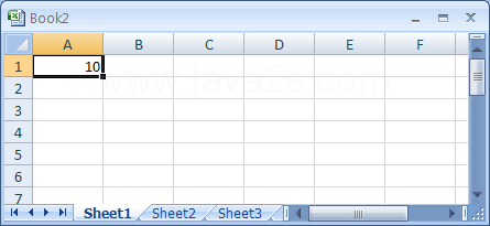 Enter 10 in A1. Position the pointer on the lower-right corner of the selected cell. The pointer changes to the fill handle.