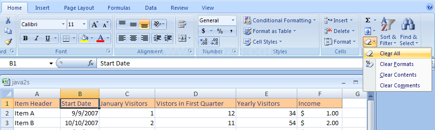 Clear Cell Contents, Formatting, and Comments