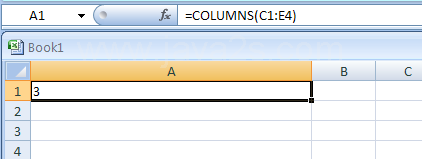 =COLUMNS(C1:E4) Number of columns in the reference