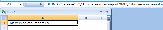 Combine IF and INFO formula to check the Excel version