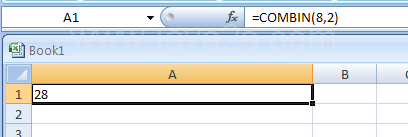 Input the formula: =COMBIN(8,2)