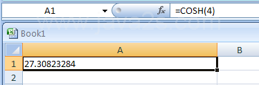 Input the formula: =COSH(4)