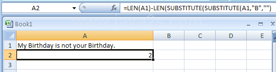 Count the number of Bs (both upperand lowercase) in the string