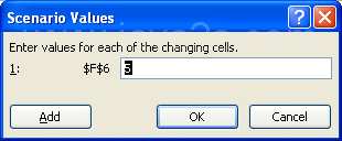 Type values for each of the displayed changing cells.