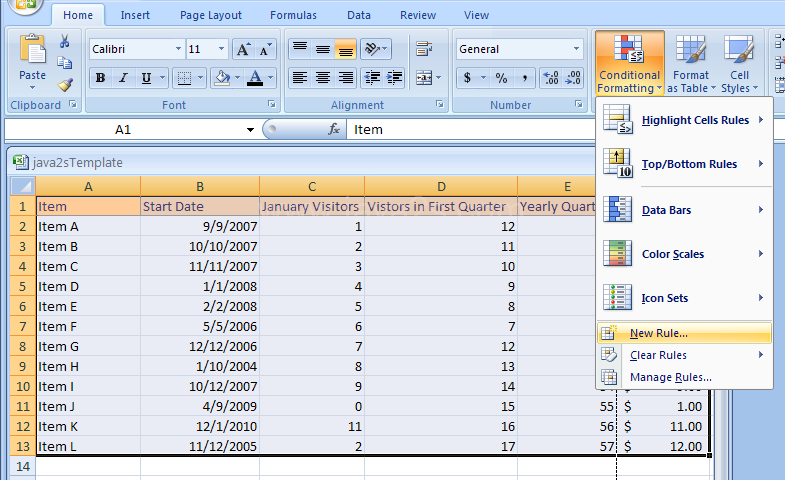 Create Conditional Formatting Rules