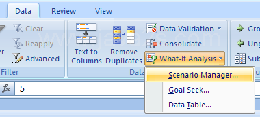 Create a Scenario Summary or PivotTable Report
