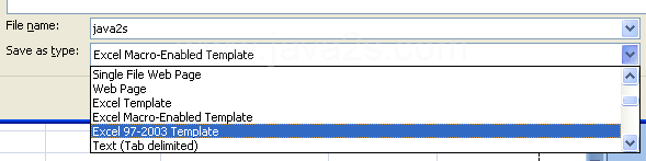 Select Excel 97-2003 Template to create a template for Excel 97-2003.