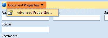 Click the arrow next to Document Properties, and then click Advanced Properties.