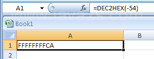 DEC2HEX(number, Number_of_characters_to_use) converts a decimal number to hexadecimal