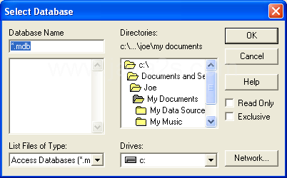Navigate to the folder with the database you want to use, and then click OK.