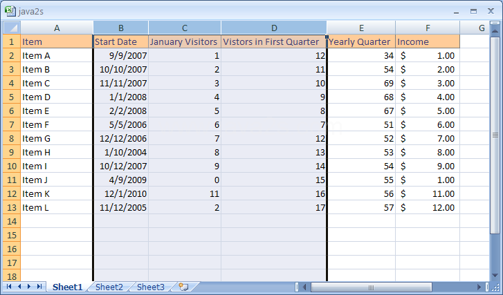 Select the columns header buttons or rows header buttons.