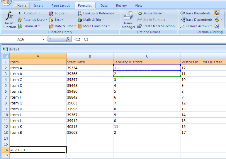 To turn off/on formula display, click the Show Formulas button.