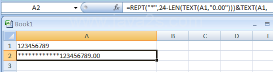 Display the value along with the asterisk padding on the left: