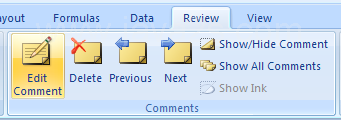 Click the Review tab. Then click the Edit Comment button.