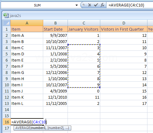 Type the argument or select the cell or range you want to insert in the function.