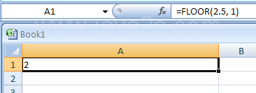 Input the formula: =FLOOR(2.5, 1)