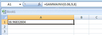 Input the formula: =GAMMAINV(0.06,9,8)