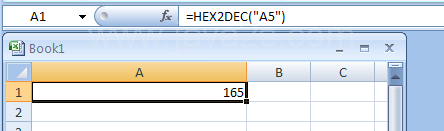 Input the formula: =HEX2DEC